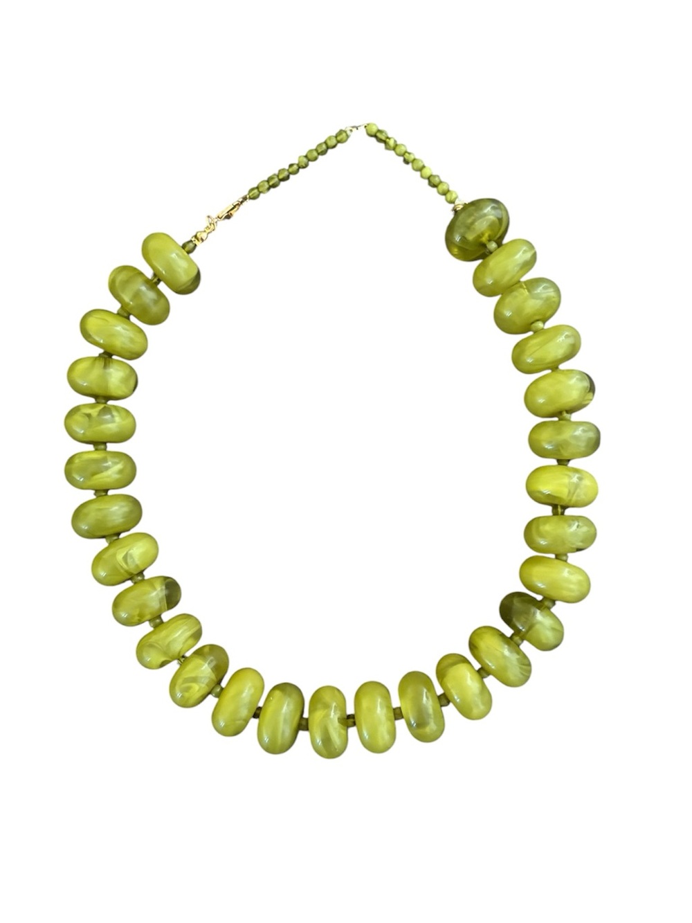 New! Olive Green Resin Chunky Beaded Statement Necklace - Women Jewelry - Picture 4 of 12